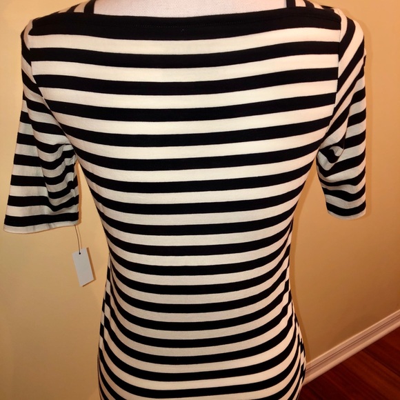 Talbots Tops - Talbots NWT black/ white striped SS shirt size P